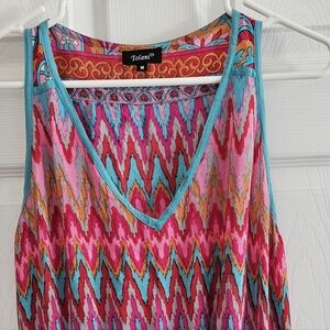 Tolani Womens Medium Maxi Sundress Colorful Pockets Elastic Waist